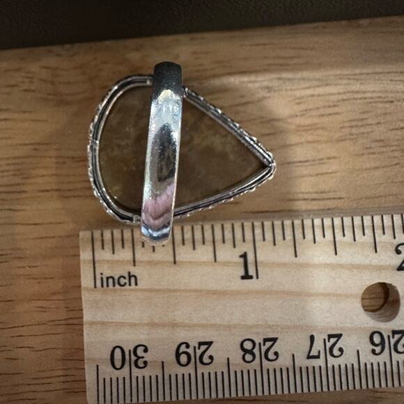 💕 Agate gemstone, silver plated ring stamp 925 handcrafted size 9 - Picture 2 of 6